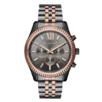 Michael Kors Lexington Two-tone Stainless Steel Black Dial Chronograph Quartz Watch for Gents - MK8561