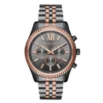 Michael Kors Lexington Two-tone Stainless Steel Black Dial Chronograph Quartz Watch for Gents - MK8561