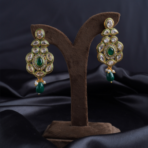 Emerald Green Kundan Polki Beaded Pendant - Image 2