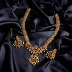 Vintage Gold-Plated Long Mala Necklace Set with Pearls