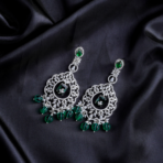 Emerald Green Chandelier Drop Earrings - Image 3