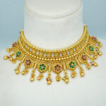 Golden Bloom White Floral Choker | Designer Carved Petal & Crystal Fashion Set in Gold Tone