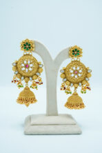 Golden Bloom White Floral Choker | Designer Carved Petal & Crystal Fashion Set in Gold Tone - Image 3