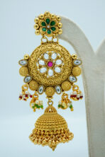 Golden Bloom White Floral Choker | Designer Carved Petal & Crystal Fashion Set in Gold Tone - Image 4