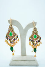 Royal Antique Gaani Set with Earrings - Emerald & Ruby Accents - Image 4