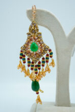 Royal Antique Gaani Set with Earrings - Emerald & Ruby Accents - Image 2