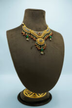 Royal Emerald & Gold-Plated Floral Choker Set – Traditional Meenakari Inspired Fashion Jewellery - Image 4