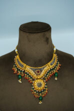 Royal Emerald & Gold-Plated Floral Choker Set – Traditional Meenakari Inspired Fashion Jewellery