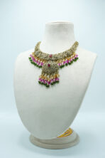 Imperial Multi-Color Festive Choker Set – Antique Gold-Plated with Ruby, Emerald, and Pearl Accents (6A) - Image 2
