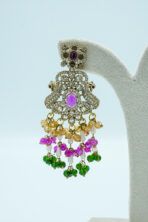 Imperial Multi-Color Festive Choker Set – Antique Gold-Plated with Ruby, Emerald, and Pearl Accents (6A) - Image 5