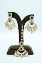 Royal Kundan & Green Meenakari Bridal Choker Set | Traditional Shadi Wear Fashion Jewellery with Pearl Fringes (57B) - Image 3