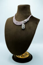 Ethereal Rose Pink Layered Necklace Set – Silver-Plated with Zirconia Accents and Pearl Jhumkas - Image 2