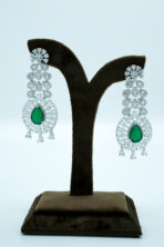 Majestic Emerald Teardrop & Zirconia Multi-Tier Garland Necklace Set – Rhodium Plated Luxury Fashion Jewellery - Image 3