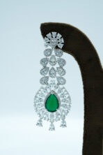 Majestic Emerald Teardrop & Zirconia Multi-Tier Garland Necklace Set – Rhodium Plated Luxury Fashion Jewellery - Image 5