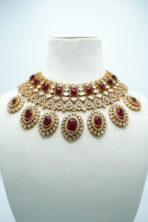 The Nazrana Ruby & Polki-Work Guluband – Grand Dulhan Set (53C)