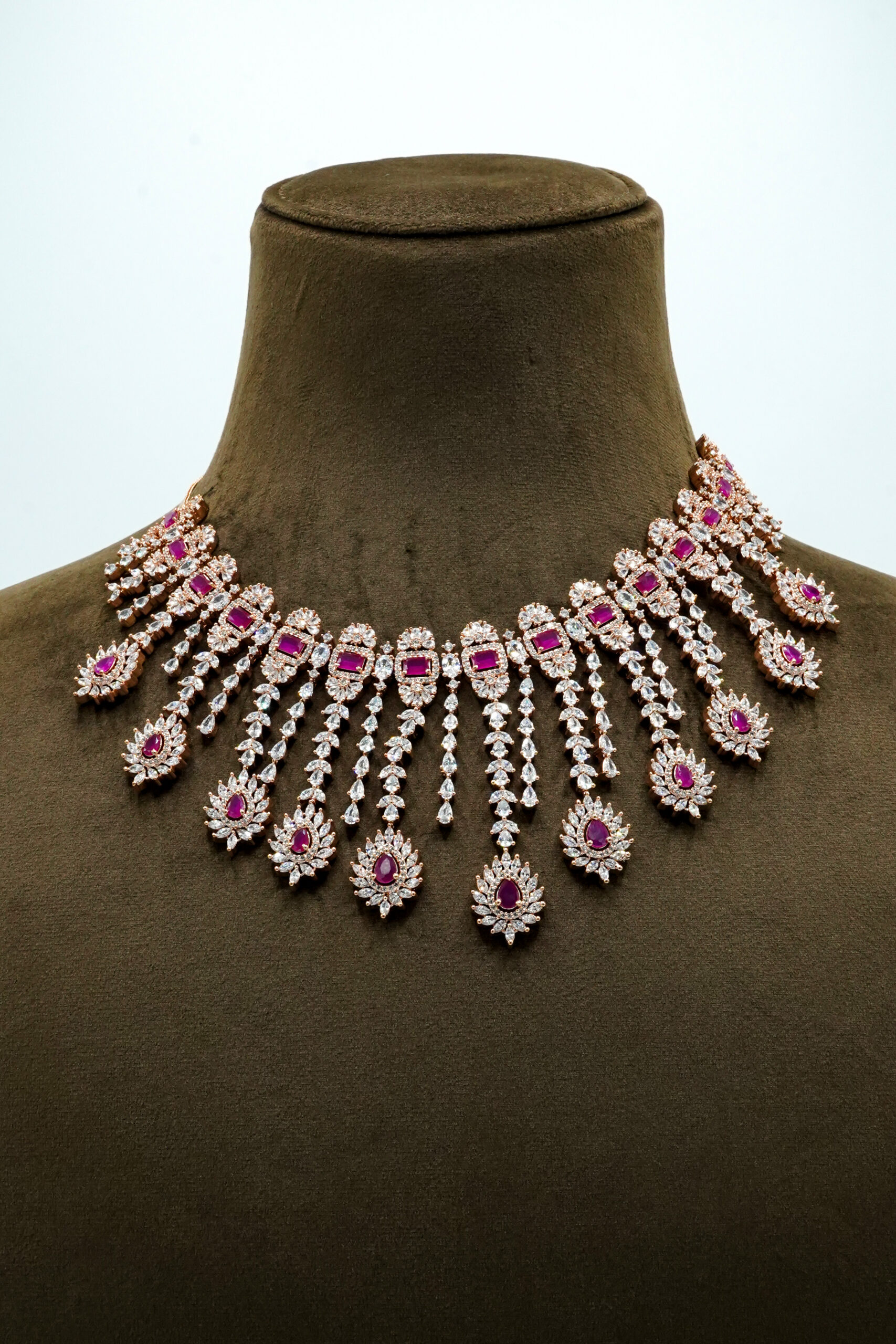 ARS03382 The Gul-E-Zahra Rose Gold Chandelier Set – Shahi Shringar Suite (14A) - Image 1