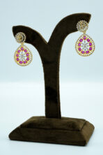 Elegant Floral Ruby & Zirconia Necklace Set – Contemporary Gold-Plated Fashion Jewellery with Pear-Cut Accents - Image 3