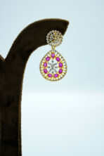 Elegant Floral Ruby & Zirconia Necklace Set – Contemporary Gold-Plated Fashion Jewellery with Pear-Cut Accents - Image 5