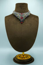 Radiant Garden Multi-Gemstone Floral Statement Necklace & Chandelier Earring Set (108B) - Image 2