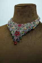 Radiant Garden Multi-Gemstone Floral Statement Necklace & Chandelier Earring Set (108B) - Image 3
