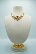 Regal Ivory & Ruby Meenakari Choker Set | Traditional Karigari Fashion Jewellery with Emerald Accents (57C) - Image 2