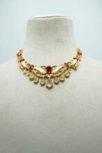 Regal Ivory & Ruby Meenakari Choker Set | Traditional Karigari Fashion Jewellery with Emerald Accents (57C)