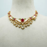 Regal Ivory & Ruby Meenakari Choker Set | Traditional Karigari Fashion Jewellery with Emerald Accents (57C)