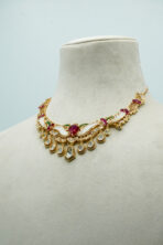 Regal Ivory & Ruby Meenakari Choker Set | Traditional Karigari Fashion Jewellery with Emerald Accents (57C) - Image 3
