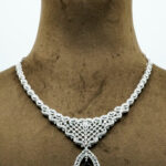 Pristine Silver-Tone White Floral Choker | Designer Carved "Mother-of-Pearl" Look Fashion Jewellery (34B)