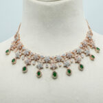 Royal Emerald Green & Zirconia Statement Choker Set – Rhodium Plated Luxury Bridal Fashion Jewellery