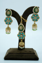 Antique Gold & Turquoise Floral Heritage Layered Set with Maang Tikka (17B) - Image 4