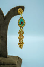 Vintage Gold-Tone Meenakari Ghungroo Set | Traditional Floral Enamel Necklace with Cascading Chain Earrings (102B) - Image 4