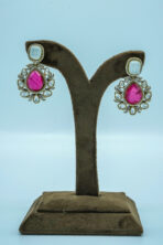 Antique Gold-Tone Peacock Motif Festive Set | Ruby-Red Crystal Studded Fashion Necklace & Earrings (69C) - Image 2