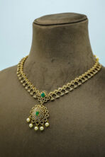 Midnight Blossom Gold-Tone Necklace Set – Black Onyx-Style & White Zirconia Floral Fashion Jewellery (19B)