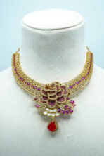 Regal Multi-Color Navratna Inspired Choker Set | Traditional Stone-Studded Fashion Jewellery with Pearl Drops (64B)