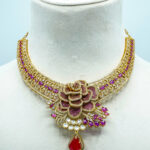Regal Multi-Color Navratna Inspired Choker Set | Traditional Stone-Studded Fashion Jewellery with Pearl Drops (64B)