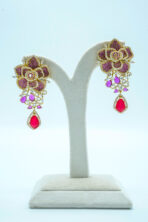 Regal Multi-Color Navratna Inspired Choker Set | Traditional Stone-Studded Fashion Jewellery with Pearl Drops (64B) - Image 3