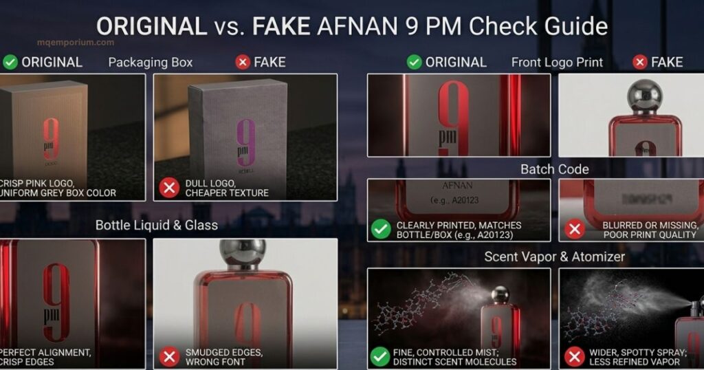 Original vs Fake Afnan 9 PM Check Guide