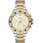 Emporio Armani Two-tone Stainless Steel Beige Dial 43mm Watch AR11606