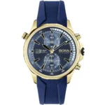 HUGO BOSS Globetrotter Blue Silicone Strap Blue Dial Chronograph Quartz Watch for Gents 1513822
