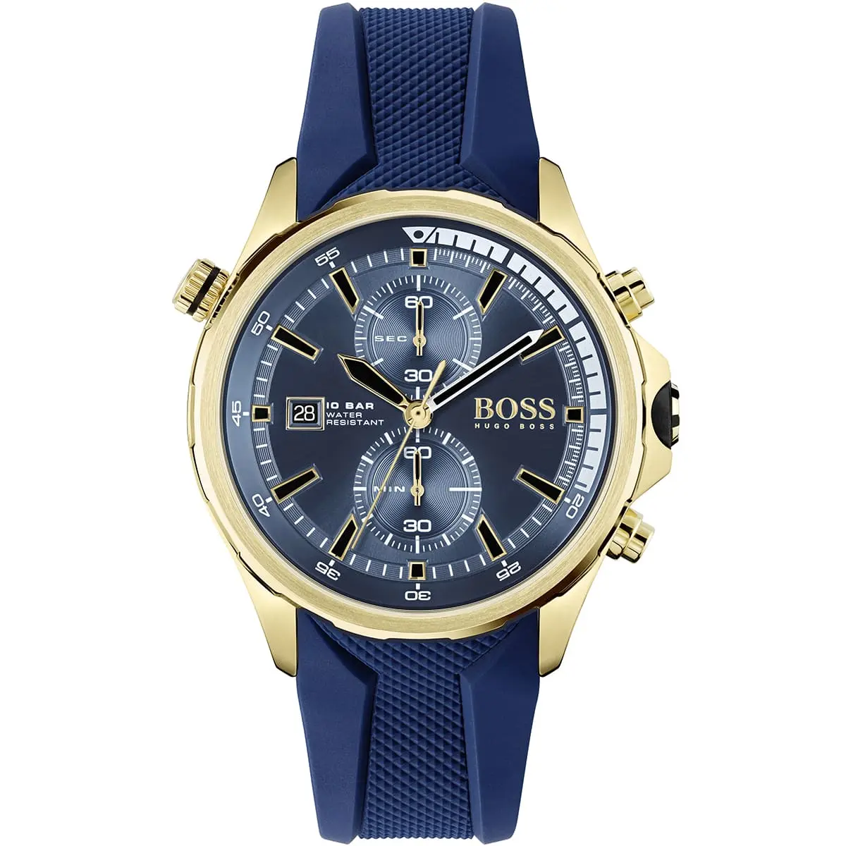 1513822-hugo-boss HUGO BOSS Globetrotter Blue Silicone Strap Blue Dial Chronograph Quartz Watch for Gents 1513822 - Image 1