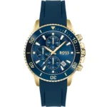 HUGO BOSS Admiral Blue Silicone Strap Blue Dial Chronograph Quartz Watch for Gents 1513965