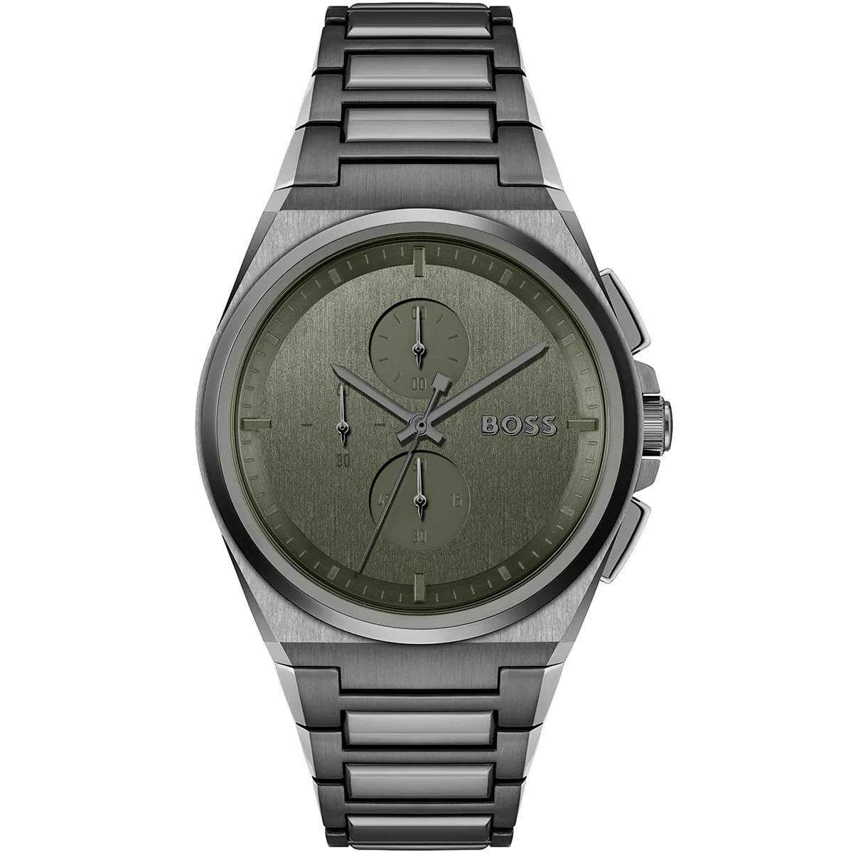 1514045-hugo-boss-watch-men-green-dial-metal-stainless-gray-strap-quartz-battery-analog-chronograph-steer Hugo Boss Watch 1514045 - Image 1