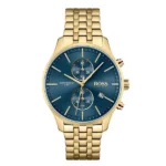 HUGO BOSS Associate Gold Stainless Steel Blue Dial Chronograph Quartz Watch 1513841