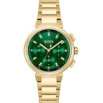 Hugo Boss One Gold Stainless Steel Green Dial Watch for Ladies 1502679