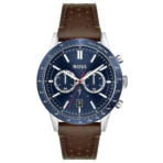Hugo Boss Allure Chronograph Blue Dial Brown Leather Strap 1513921