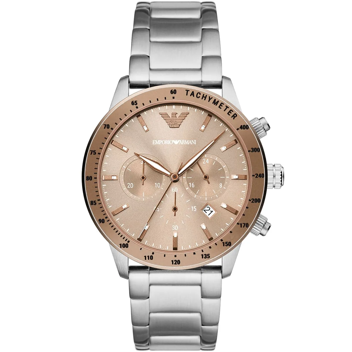 ar11352-emporio-armani-watch-men-rose-gold-dial-stainless-steel-metal-silver-strap-quartz-battery-analog-chronograph-mario Emporio Armani AR11352 - Image 1
