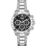 Hugo Boss 1502614 Womens Quartz Silver Stainless Steel Black Dial 38 Watch