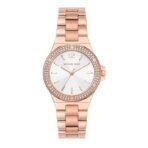 Michael Kors Mini Lenox Rose Gold Stainless Steel Silver Dial Quartz Watch for Ladies - MK7279