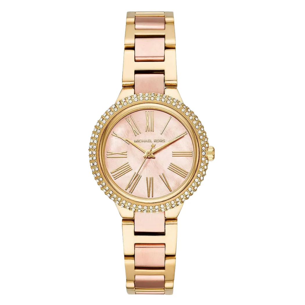 77002_a4fc5585-44c0-4fd0-8843-55e6d563704c Michael Kors Taryn Gold Stainless Steel Rose Gold Dial Quartz Watch for Ladies - MK-6564 - Image 1
